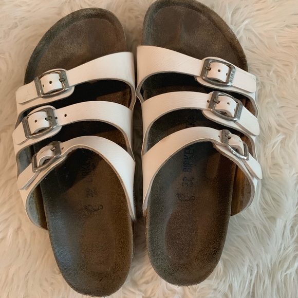 three strap white birkenstocks
